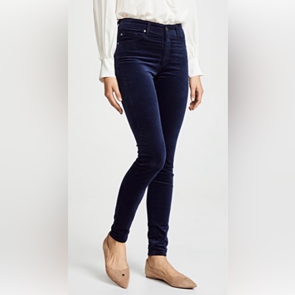 Ag Adriano Goldschmied The Legging Super Skinny Stretch velvet navy pants